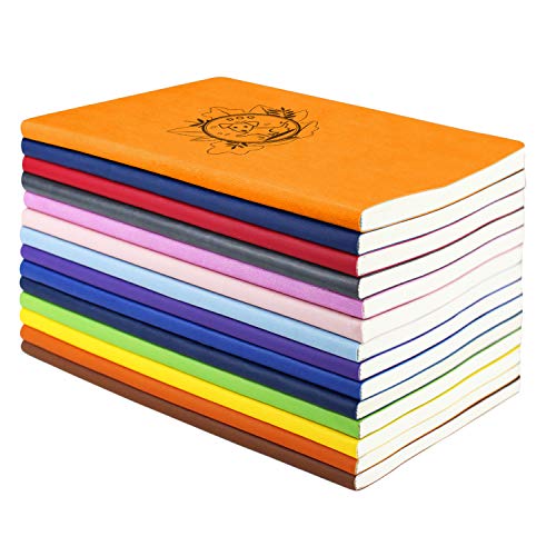 Longpro Colorful Blank Notebooks,Soft Cover Lined Notebooks Journal,A5 Notepad Cute Notebooks Bulk for Students and Kids with Animal Prints(4 PCS,Random Color)