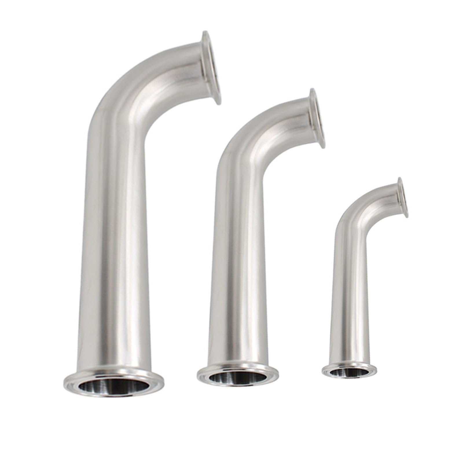 Abrazadera triple de acero inoxidable 304, codo de 90 ° de radio largo, accesorio de tubería de 38mm y 51mm OD25 OD32 OD38 OD51(OD51xFerrule64mm L457mm)