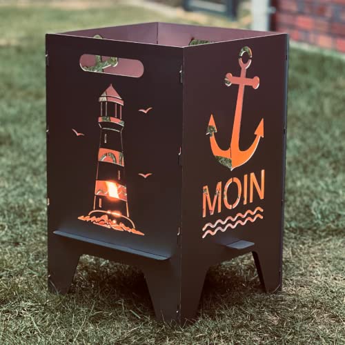 FEUERTONNEN BERTLING® Feuertonne Mit Maritim Motiv | Stabiles Stecksystem Mit Tragegriffen | Robust & Aus Hochwertigem Stahl | Für Eine Knisternde...