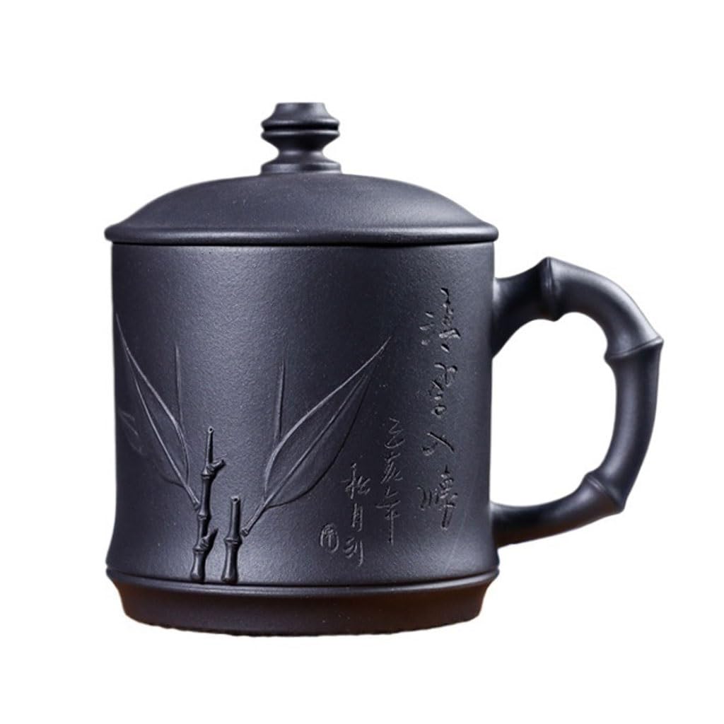 Filiżanki Matcha o dużej pojemności 550 ml fioletowy kubek z piaskiem ręcznie rzeźbiony obraz z gliny biuro popołudniowa herbata parzenie kubek na wodę zestaw do herbaty kubek zaparzacz do herbaty