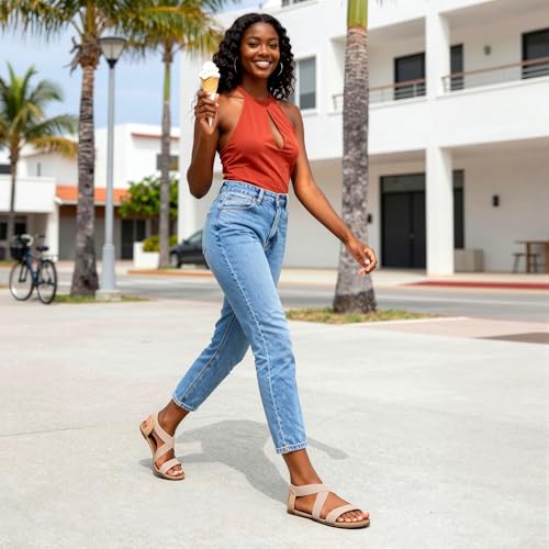 Image of DREAM PAIRS Women's Elastic Ankle Strap Flat Sandals Summer Dressy Shoes Cute Strappy Gladiator Sandals