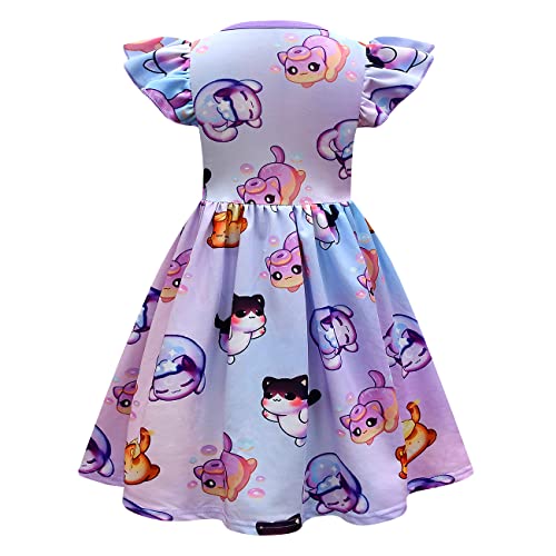 Girls Dress Graphic Cute Outfit Kids Ruffle Sleeve Dresses Birthday Gift3