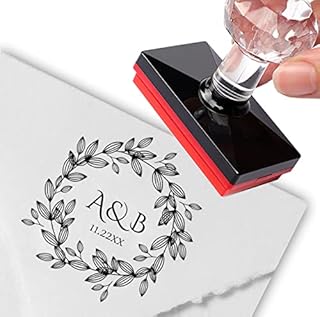 Custom Stamp Personalized Stamp Leafy Wreath Monogram Wedding Address Stamps Self Inking Personalized