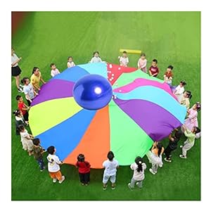 Parachutes Kids Play Rainbow Parachute, Team Play Gymnastiek Parachute Met Bal En Handvat, 2-12M (Grootte: 3.6m/11.81ft)