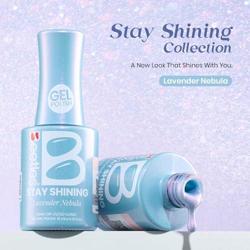 Image of Beetles Pearl Gel Nail Polish - 15ml Stay Shining Lavender Nebula Gel Polish Blue Shimmer Purple Sparkle Thread Effect Nail Art Uv Led Home Salon Long-Lasting Soak-Off Nail Gel Gift for Women