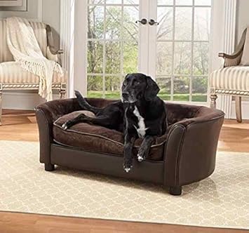 Enchanted Home Pet Ultra Plush Panache Pet Sofa In Pebble Brown, Medium (26 - 50 lbs)