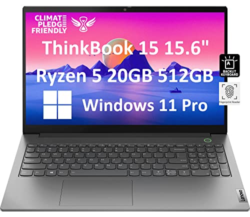 Lenovo Thinkbook 15 Gen 3 15.6" Fhd (20Gb Ram, 512Gb Pcie Ssd, Amd 6-Core Ryzen 5 5500U (Beat I7-1165G7), Anti-Glare, Webcam) Business Laptop, Backlit Keyboard, Fingerprint, Type-C, Win 11 Pro #TOP25