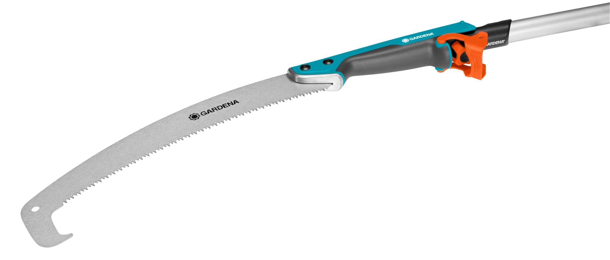 Gardena Sierra curva 300 P combisystem : sierra para corte óptimo de ramas, longitud hoja 340 mm, gancho de recogida, cromado duro, tope antideslizante, preciso dentado afilado en 2 lados (8738-88)