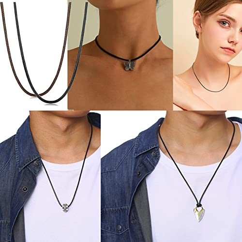 Sora Tuki Leather Necklace Cord with Clasp 16inch to 24inch Braided Rope Necklace for Men Women Stainless Steel Clasp 2mm Black Leather Cord Necklace Brown Leather Necklace4