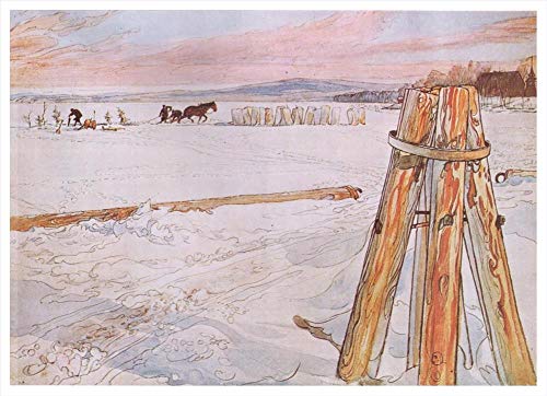 Peinture d'art récoltant un paysage d'hiver de neige | Carl Larsson sur toile de maître