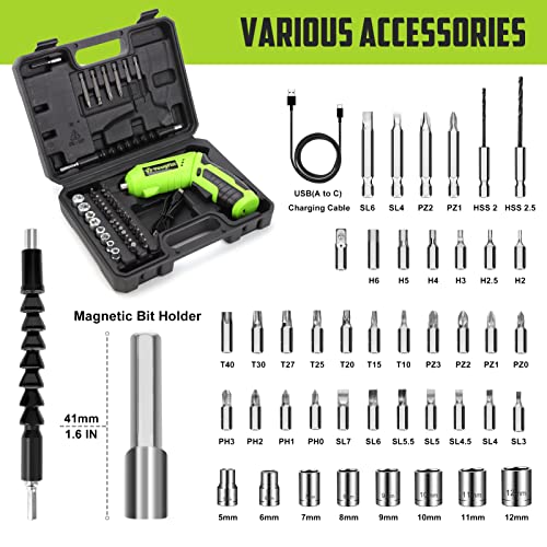 image for Yougfin 47pc 3.6V Small Power Electric Screwdriver Set,Cordless & Rech