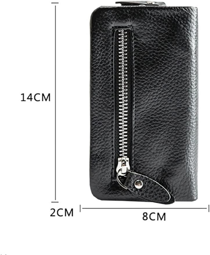 Men's Leather Key Case Large Capacity Utility Vehicle Home Key Case Leisure Buckle Key Wallet Mini Card Case，A