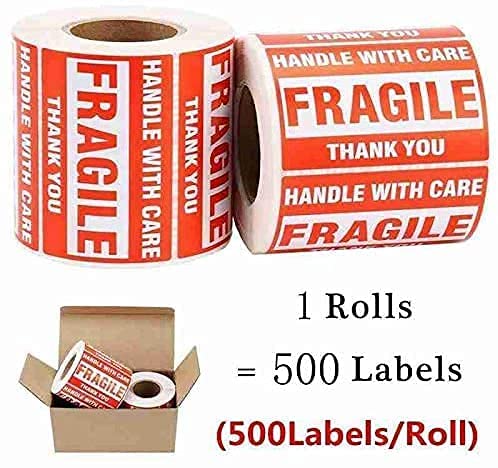 LabelMore Fragile Stickers for Shipping 2"x 3" Fragile Hand with Care Thank You Warning Labels for Shipping and Packing Permanent Adhesive 500 Labels (1 Roll) image 8