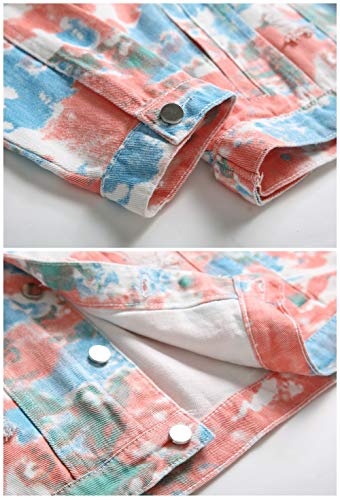 Image of LZLER Men's Denim Jackets Distressed Destroyed Classic Vintage Slim Fit Ripped Fashion Trendy Trucker Jean Jackets