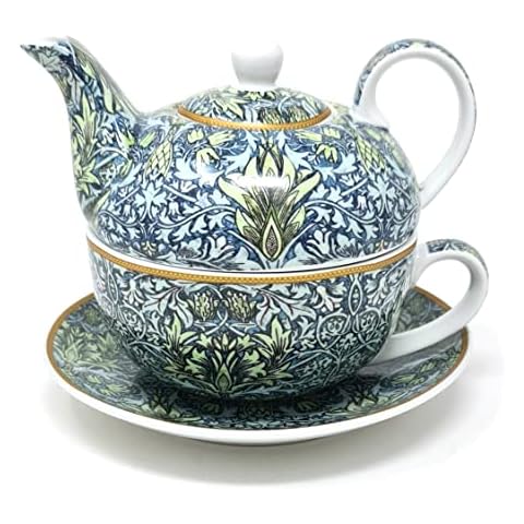 The Leonardo Collection William Morris Snakeshead Teeset für eine Tasse, Untertasse und Teekanne aus feinem Porzellan Cover