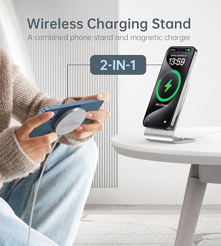 Image of Magnetic Wireless Charger for iPhone 17 /16 /15 /14 /13 /12 - Mag Charger+20W USB C Adapter, Fast Wireless Charging Stand /Pad with 5ft USB-C Cable for iPhone 17 /16 /15 /14 /13 /12, Airpod-Gift for Men & Women