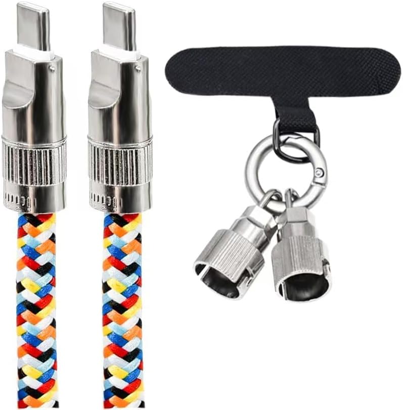 USB-C to USB-C Cable Phone Lanyard 2 in 1, 60W Fast Charging Cable with Adapter, Data Cord Crossbody Strap 4.1ft Mobile Phone Lanyard