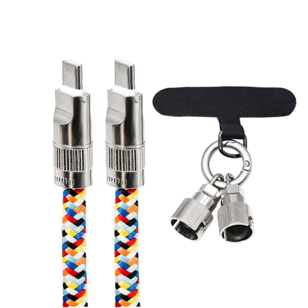 RASOFAB Zwerlin USB-C to USB-C Cable Phone Lanyard 2 in 1, 60W Fast Charging Cable with Adapter, Data Cord Crossbody Strap 4.1ft Mobile Phone Lanyard-image-3