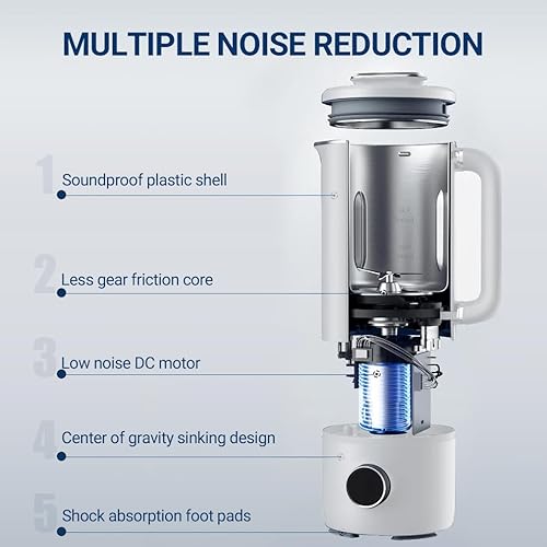 Miniatura 5 de Joydeem JD-PB8200 - Licuadora compacta con 10 menús, licuadora de cocción silenciosa para leche de soja, pasta y jugo, acero inoxidable 304,