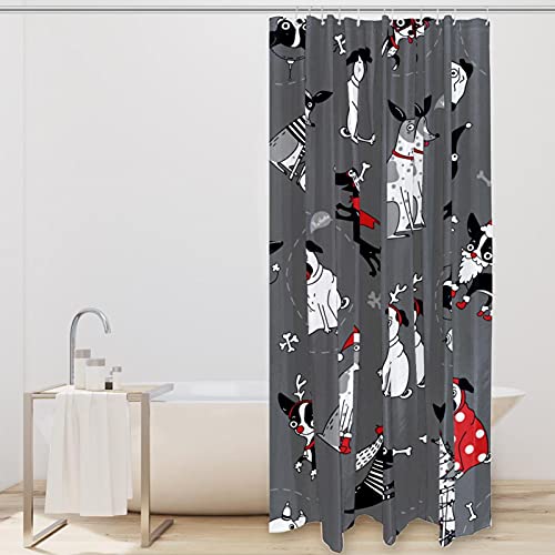 Rideau de douche imperméable imprimé teckel de Noël 182 x 183 - 3