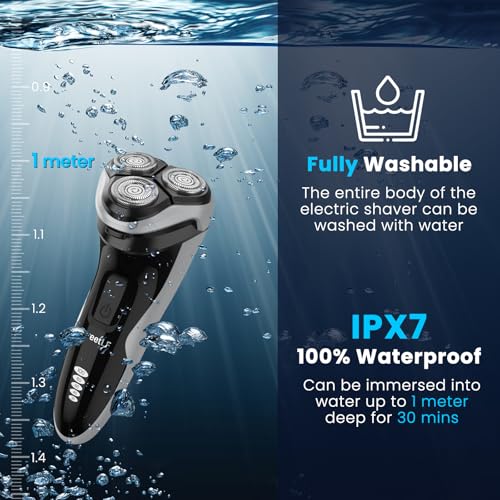 Image of SweetLF Men's Electric Razor - 120 min runtime, 1-Hour Fast Charge, IPX7 Fully Waterproof, Wet & Dry Rotary Shaver with pop-up Trimmer, Type-C Rechargeable