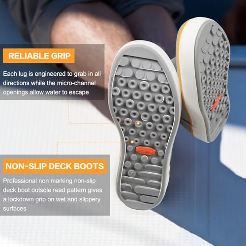 Showave Men’s Deck Boots Waterproof Ankle Saltwater Rain Boot Fishing Rubber Boots Slip On Neoprene Boat Booties Work Sailing Boot For Men2