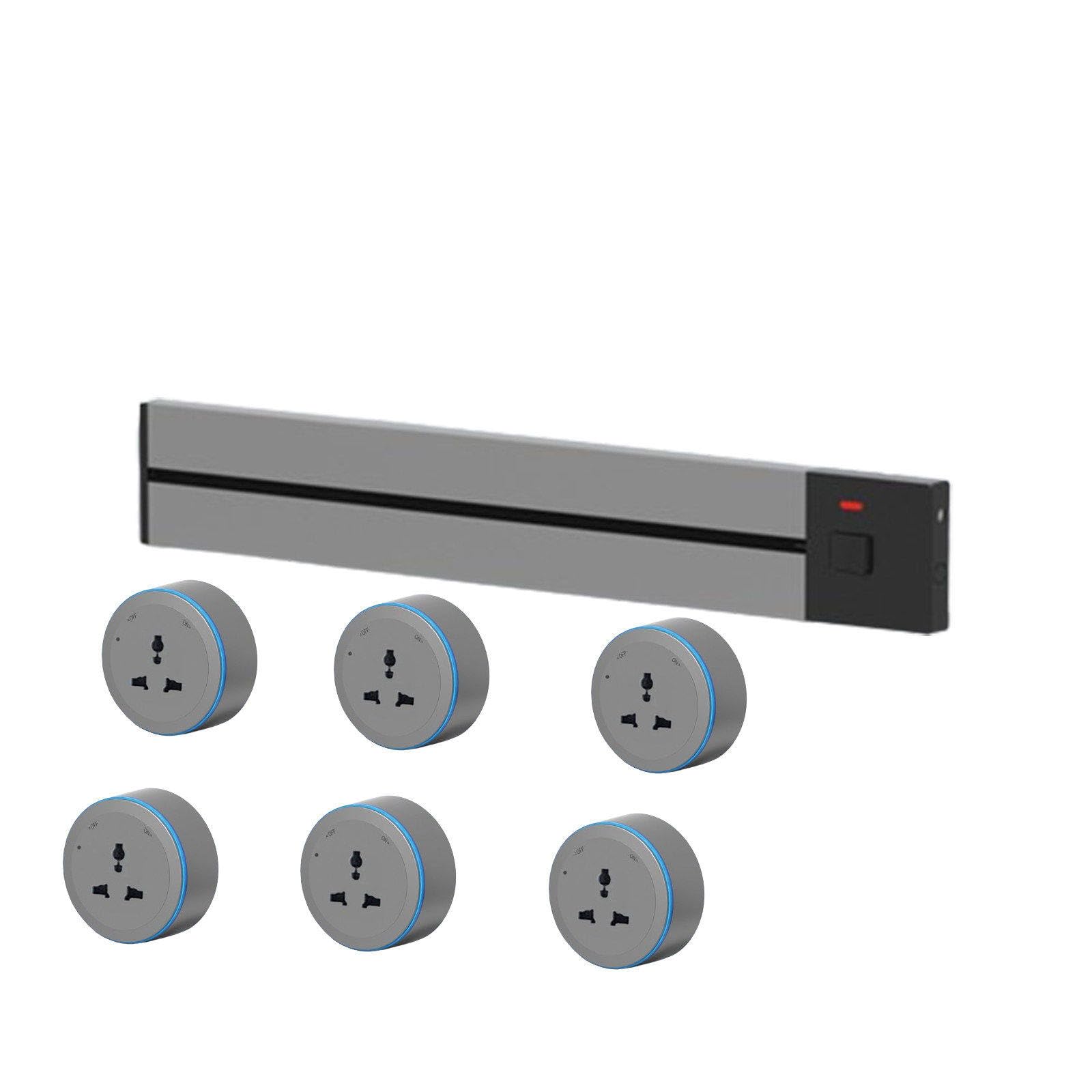 Power Strips Slide Rail Socket with Adjustable LED Aperture - 110-220 Universal Voltage, IP20 Protection, 32A Capacity, Office &amp; Home(Gray,60cm)