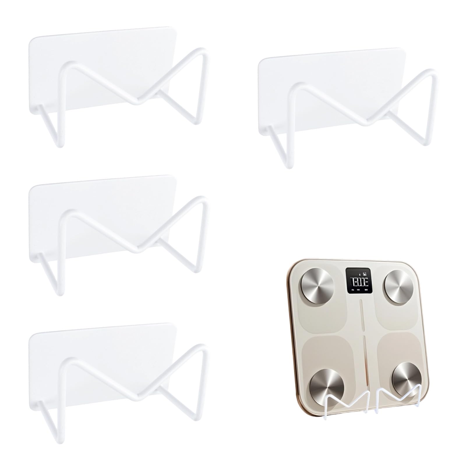 MOROBOR Support pour balance mural, 4 pièces - Support auto-adhésif ajustable polyvalent pour balance intelligente - Idéal pour la maison, le gymnase, la salle de bain, la chambre, la cuisine, la