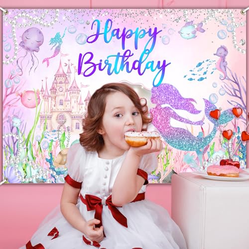 Fondo Fiesta Sirena 7x5ft Decoración Cumpleaños miniatura 6