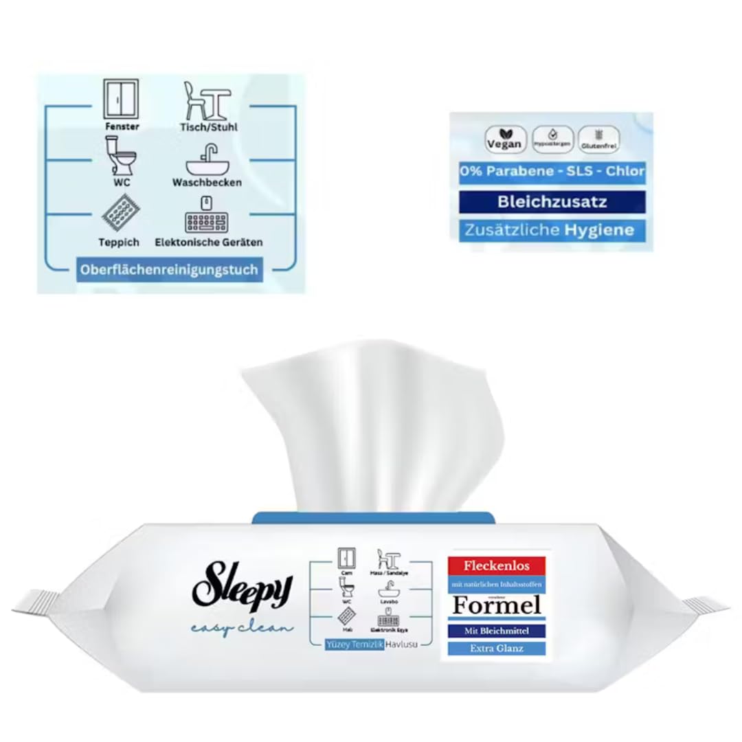 Sleepy Reinigungstücher 300x – Mit Bleichzusatz, Extra Stark Gegen Flecken – Grün, Blau, Gelb – Für Boden, Küche, Bad & Glas
