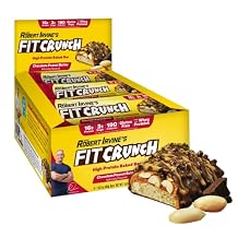 FITCRUNCH Snack Size Protein Bars, 6-Layer Baked Bar, 3g of Sugar, Gluten Free & Soft Cake Core 9 Bars, Chocolate Peanut Butter