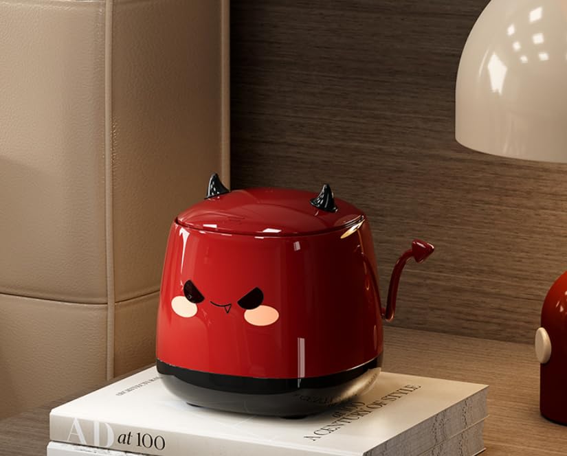 Mini Pattumiera da Tavolo, Cestino da Scrivania, Portatile Piccola Cestino da Tavolo, Mini Simpatico Pattumiera da Scrivania con Coperchio, per Toletta, Bancone Cucina (Rosso)