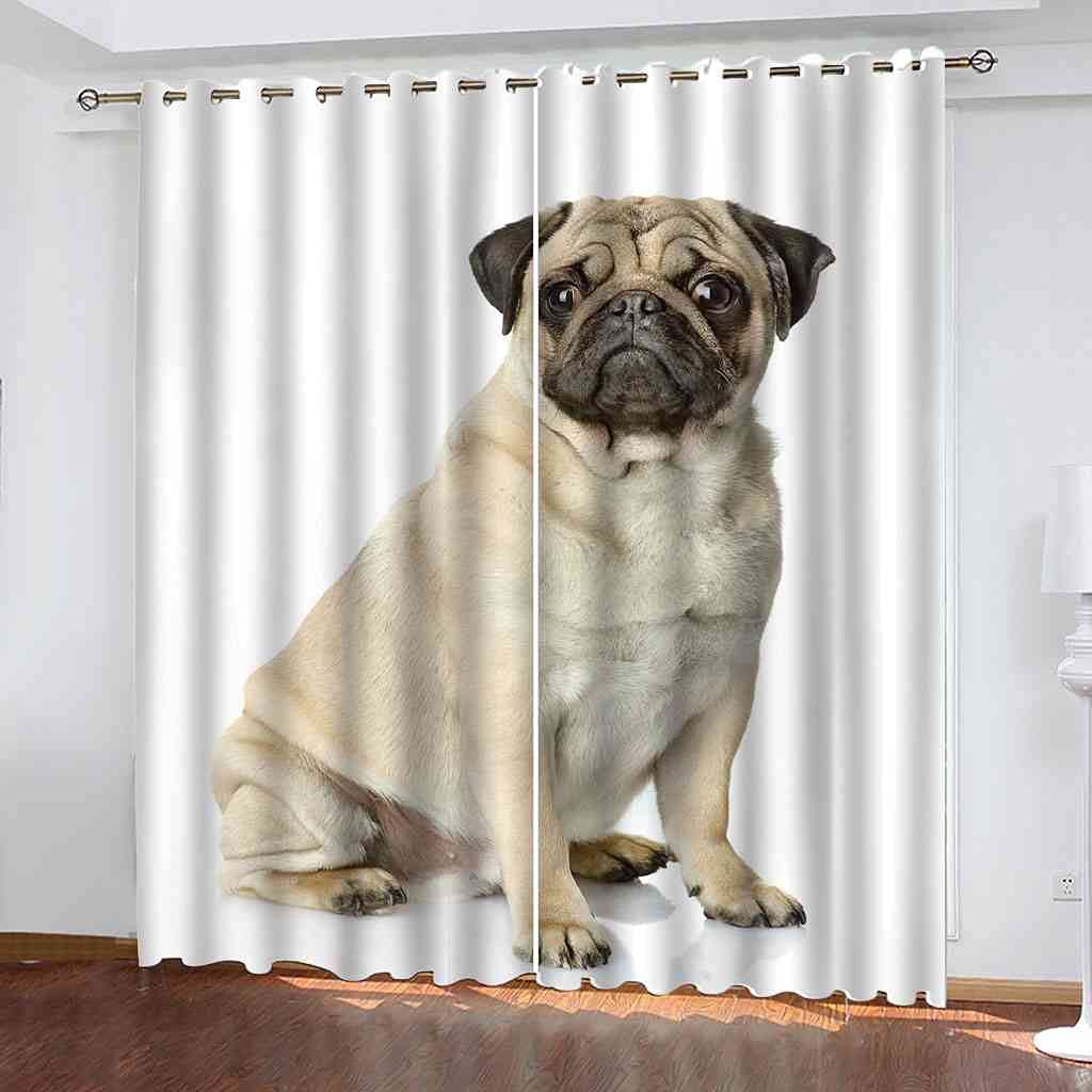 Rideau occultant chien et animaux rideaux à oeillets thermiques salon 200x214