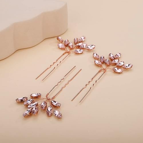 Vista 50 de Teyglen 3pcs Bridal Crystal Hair Pins Rhinestones Hair Pieces Simple Crystal Wedding Hair Accessories Handmade Hair Pins for Women Bride (Blue)
