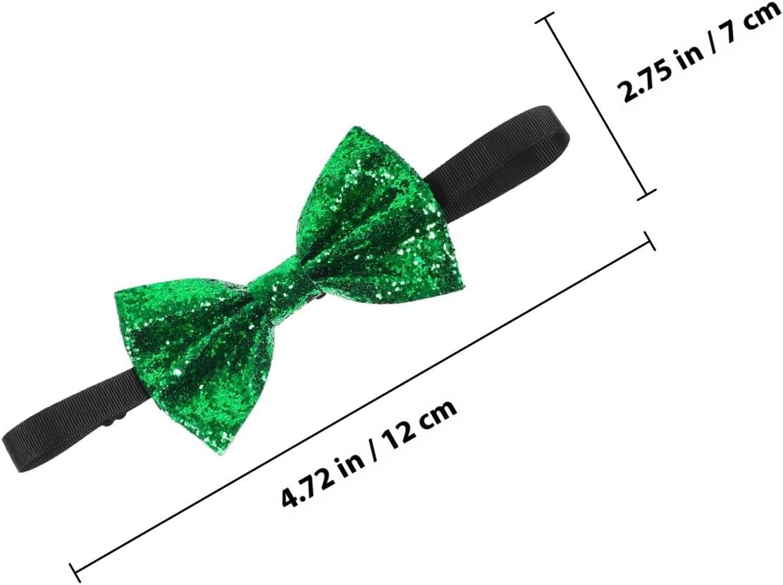 Sparkling Adjustable Pre-tied Bow Tie for Men and Boys, Green Pu Leather Decorative Bowtie for Party and Wedding, Tuxedo Accessory