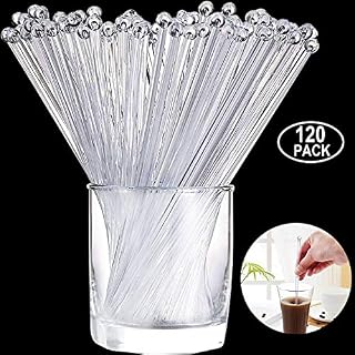 Aboat 120 Pieces 7.3 Inch Plastic Round Top Swizzle Sticks, Crystal