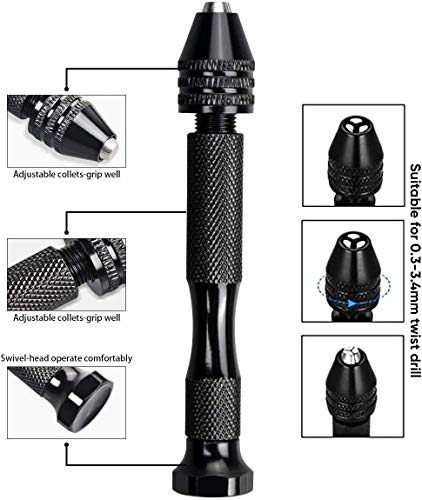 WholeFire 60 Stück Schraubstock-Handbohrer, 0,3–1,2 mm PCB-Mini-Bohrer und 0,5–3,0 Spiralbohrer mit Präzisions-Handstift-Schraubstock, Drehwerkzeuge für Holz, Schmuck, Kunststoff usw