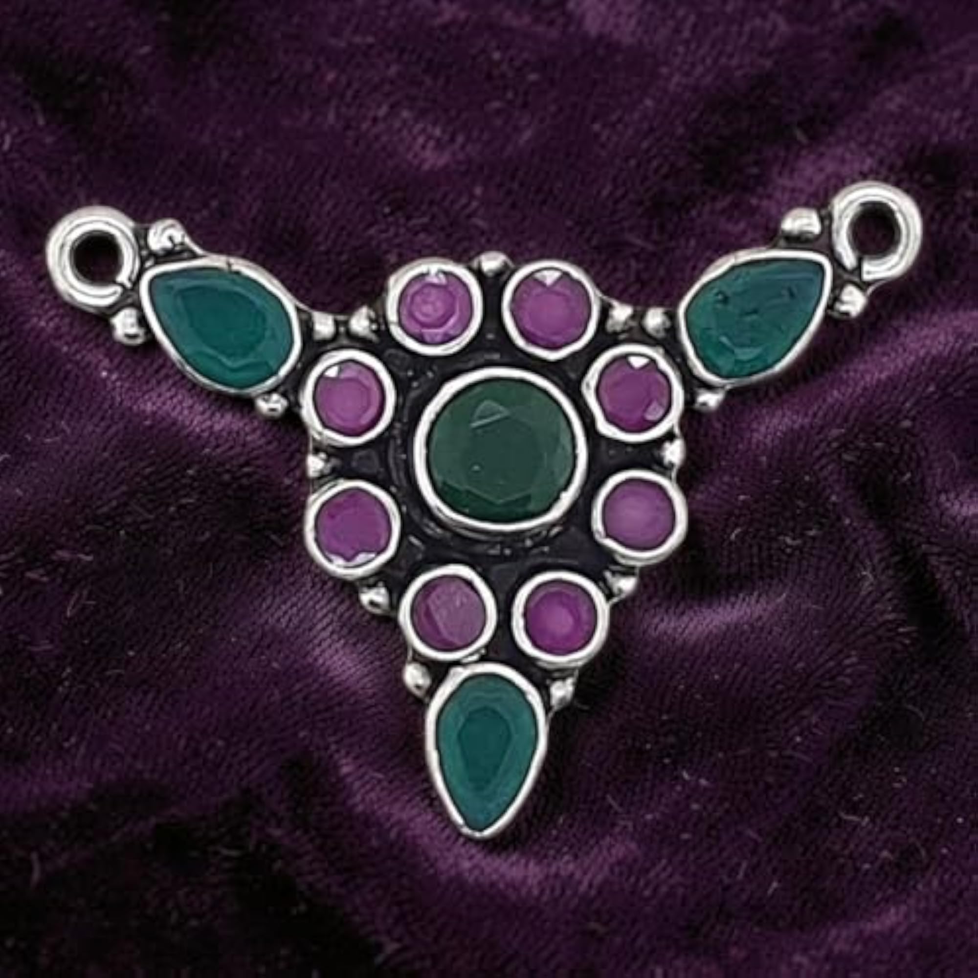Women's 925 Sterling Silver Natural Onyx & Ruby Stone Mangalsutra