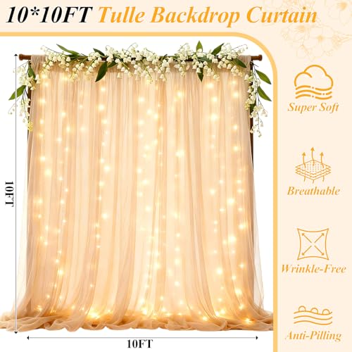 Ledido Fondo de Tul Champagne 10x10ft con Luces LED miniatura 2