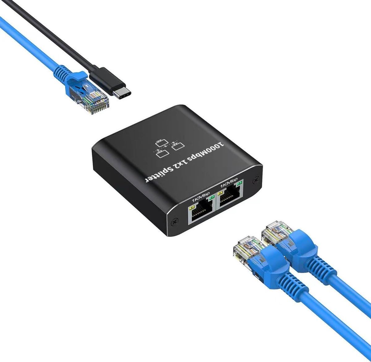 rozdzielacz Internetu, 2 porty, do 1000 Mb/s, od 1 do 2, LAN, UTP, RJ45, rozdzielacz sieci, rozdzielacz UTP, rozdzielacz Ethernet, przełącznik Ethernet, przełącznik sieciowy