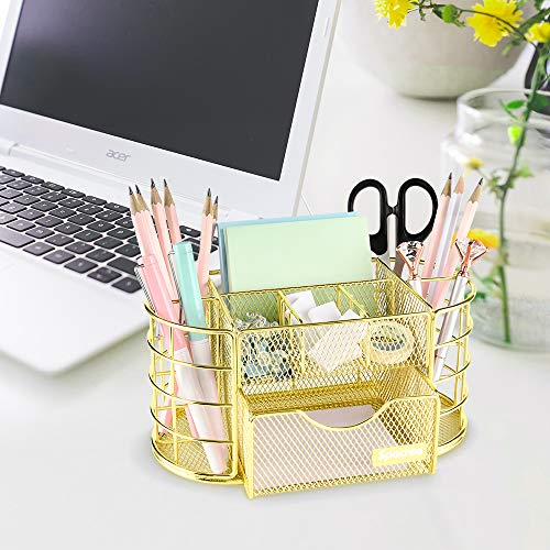 Spacrea Dual Monitor Stand Riser With Drawer & Pen Holders - Metal Desk Organizer, Adjustable Width Up To 40.6", Black - View #11