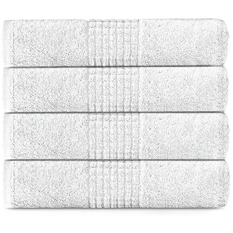 Lavish Touch Bath Towels |Quick-Dry, Highly Absorbent,Luxury Hotel Spa Collection, Soft Bathroom Towel Set |100% Egyptian 2 Ply Cotton Large Bath Towels 700 GSM Mosaic Pack of 24|White Cover