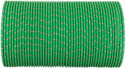 Image of NMII Glossy Metal Bangle Set for Women & Girls on Wedding (Green-2.6)
