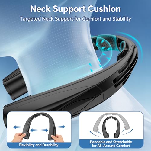 Image of Portable Neck Fan, 6000mAh Rechargeable Personal Fan, 6 Speeds Hands Free Wearable Fan with 360 Surround Airflow, Ideal for Travel, Office, Sports, Home - Gifts for Men Women Dad Mom