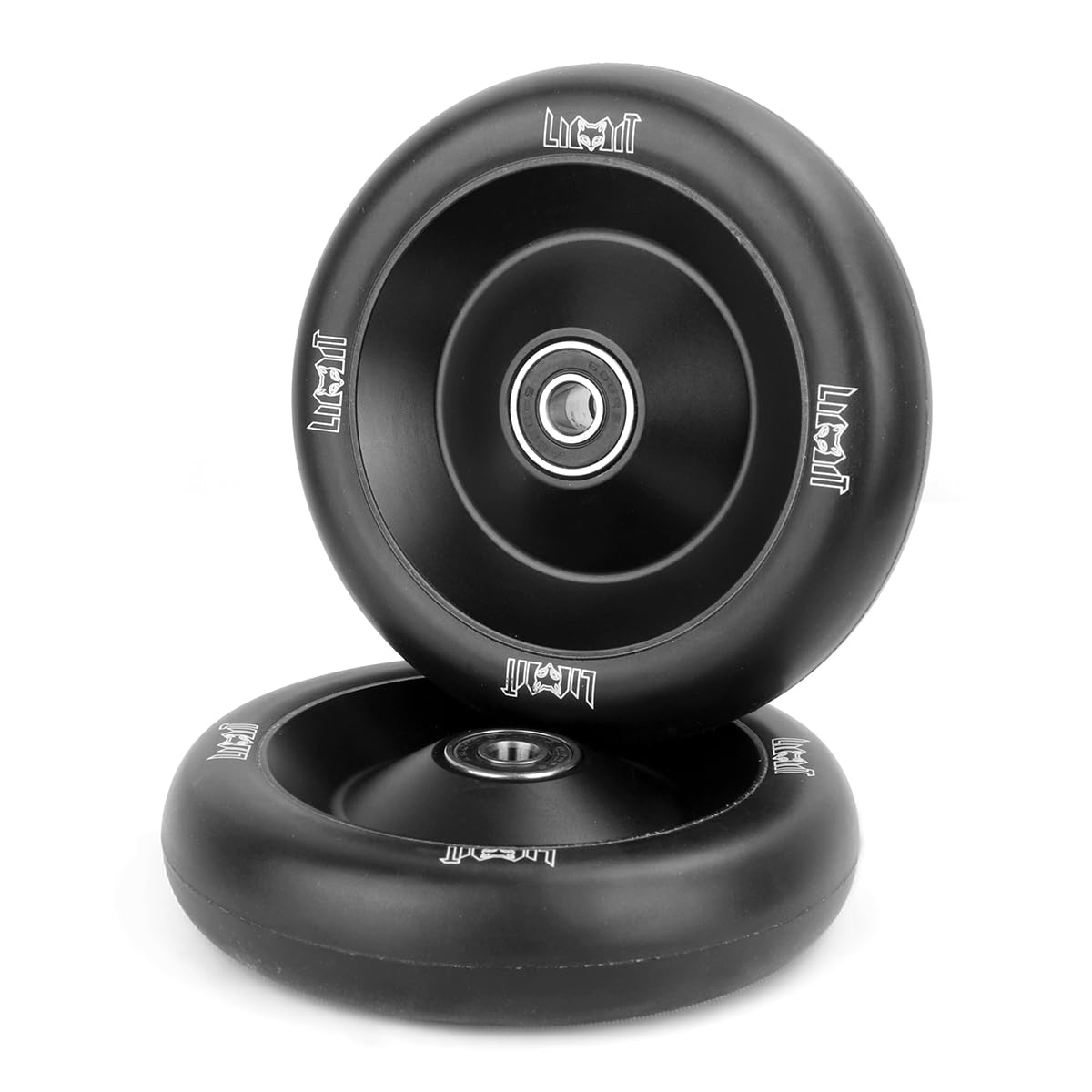 Limit Pro Scooter Wheels 110 x 26mm 2 Pcs Extra Width Transparent White PU High Resilience and Aluminum Metal Core ABEC-9 Bearings Installed for Pro BMX Trick scooters