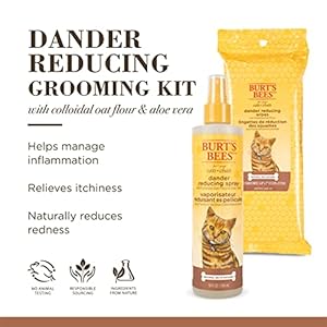 Burt’s Bees for Cats Grooming Wipes and Dander Reducing Spray – Cat Wipes and Cat Dander Spray, Cat Dander Wipes, Dander Reducing Cat Grooming Wipes, Burts Bees Cat Spray for Dander