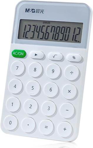 M&G Calculadora mini calculadora de escritorio de bolsillo, pantalla LCD grande de 12 dígitos, para oficina de negocios, escuela en casa, batería