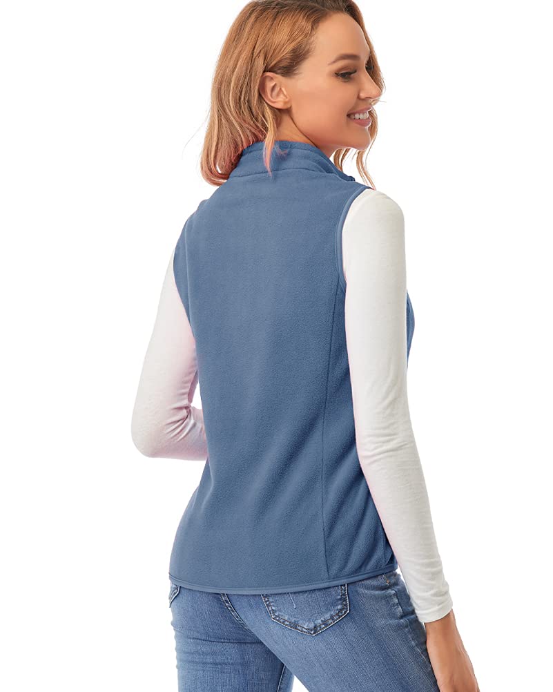 fuinloth Gilet in pile da donna,Termico Senza Maniche Elegante Collare Eretto con Zip e Tasca