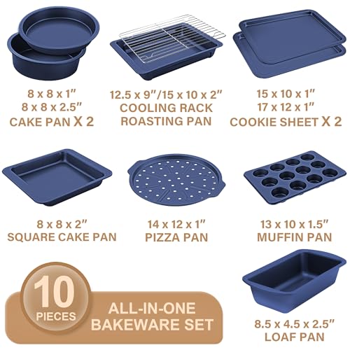 image for HONGBAKE Bakeware Sets, Baking Pans Set, Nonstick Oven Pan for Kitchen