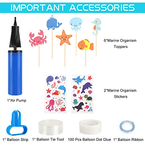 XDDIAS Boys Girls Ocean Themed Birthday Party Decorations, Under The Sea Party Supplies, Marine Animals Balloon with Happy Birthday Banners Decor for 1st Kids Baby Shower - Thumbnail 7